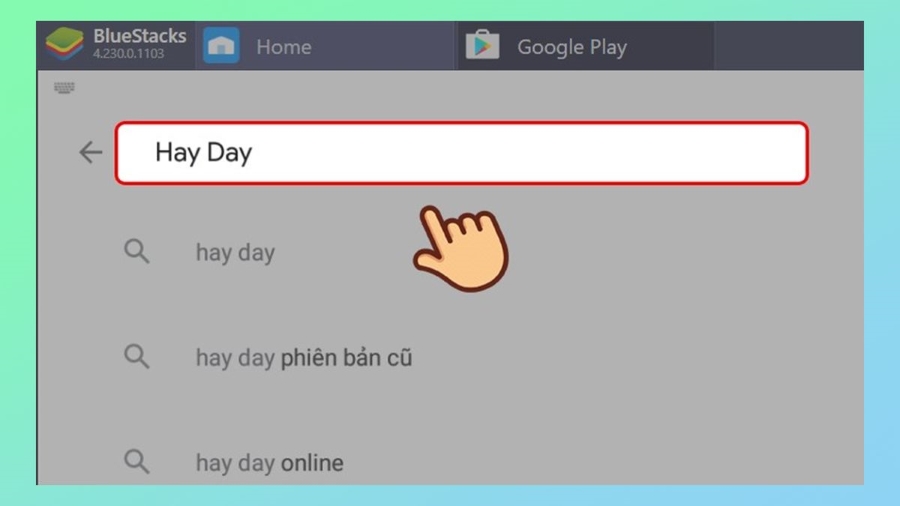 Chấp nhận điều khoản và đăng nhập Google Play Store tìm kiếm Hay Day