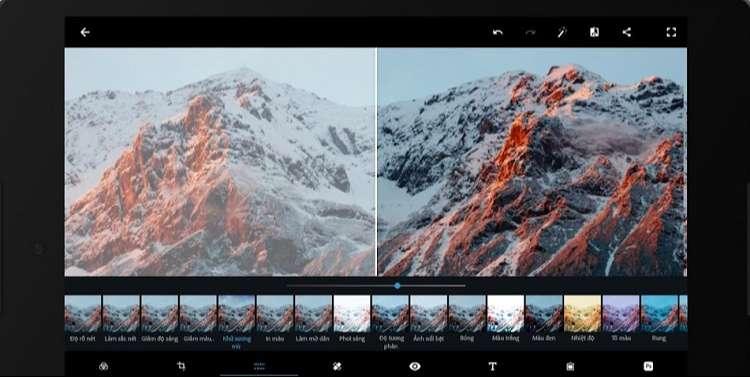 Adobe Photoshop Express dùng để chỉnh hiệu ứng ảnh cơ bản