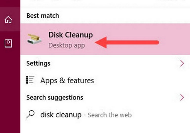 Gõ tìm kiếm Disk Cleanup