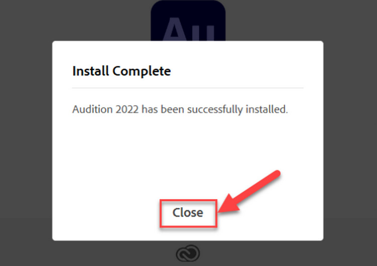 Hoàn thành quá trình cài đặt Adobe Audition